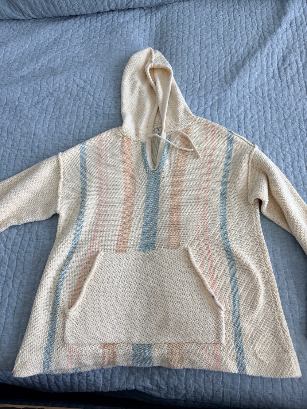 Rip Curl Women’s High Tide Cream Hooded Poncho with Pastel Stripes